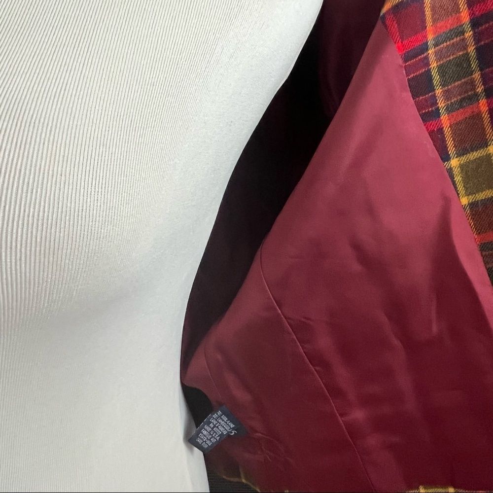 Burberry Red Tartan Plaid Crop Zip Wool Jacket 6 - Picture 5 of 10